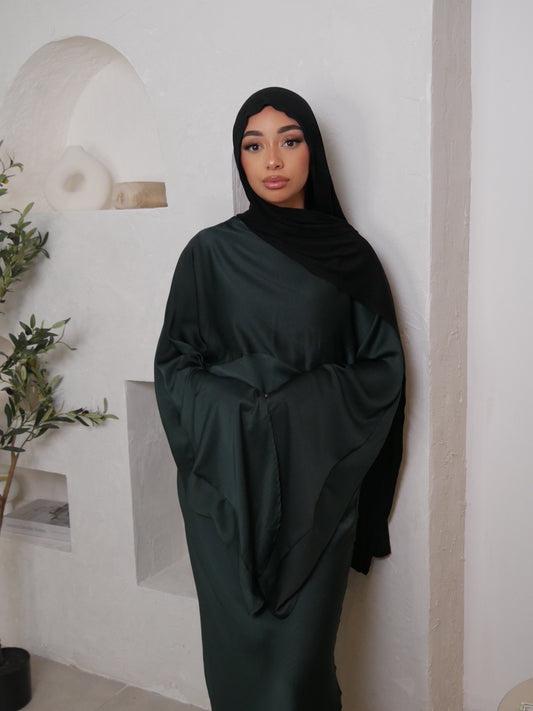 ABAYA SATINEE VERT EMERAUDE 