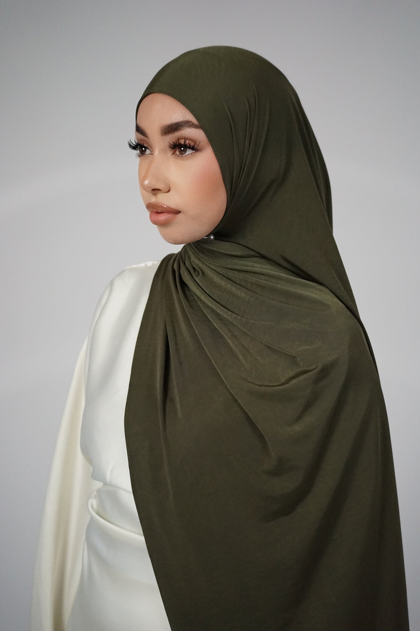 KHAKI LIQUID JERSEY HIJAB