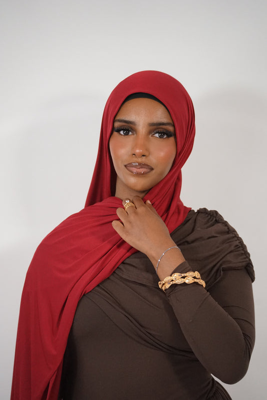 RED LIQUID JERSEY HIJAB