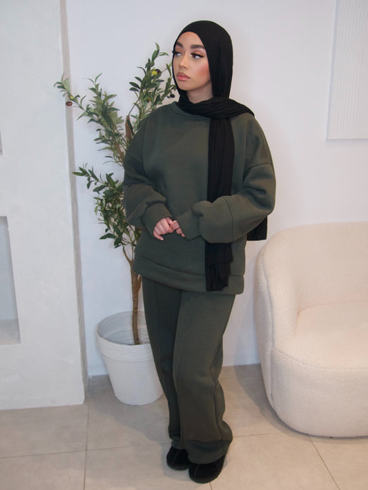 KHAKI STRAIGHT LEG TRACKSUIT SET