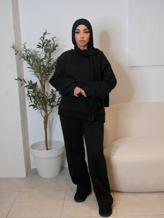 BLACK STRAIGHT LEG TRACKSUIT SET