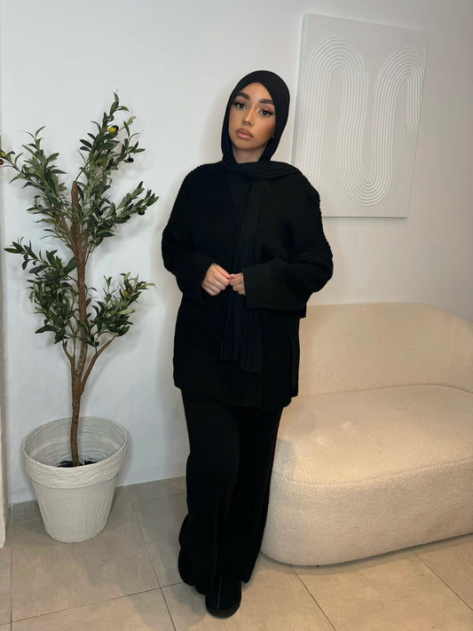 BLACK KNITTED CO-ORD SET