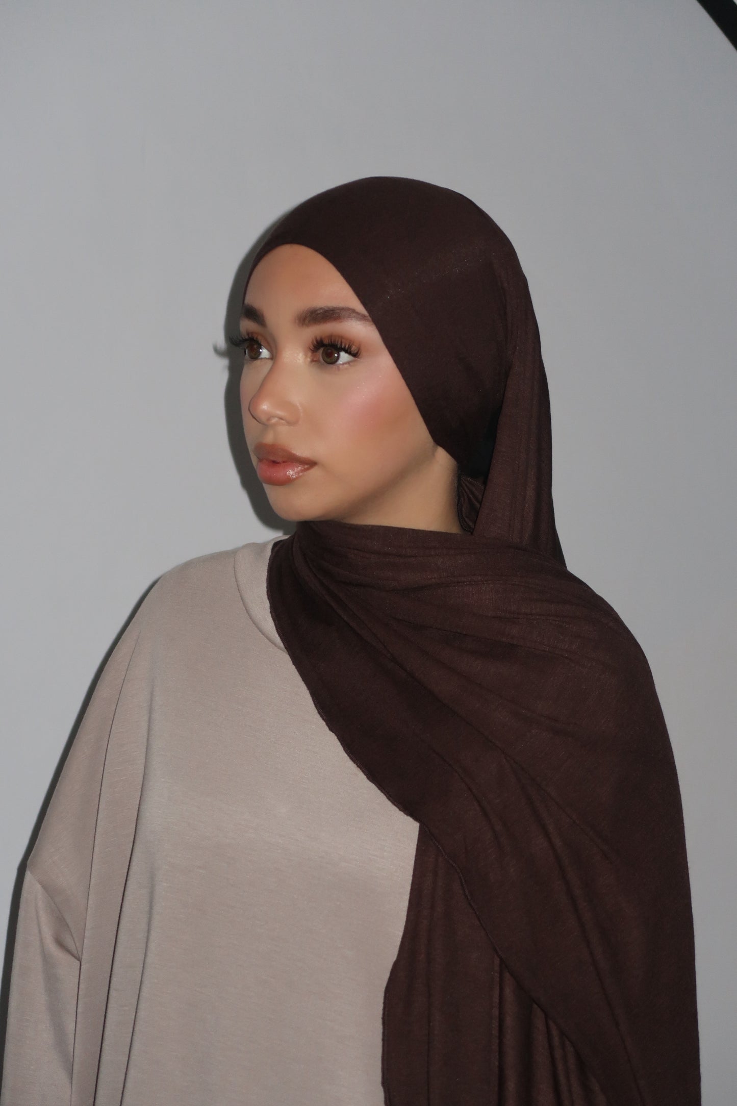 BROWN INTEGRATED UNDERSCARF JERSEY HIJAB