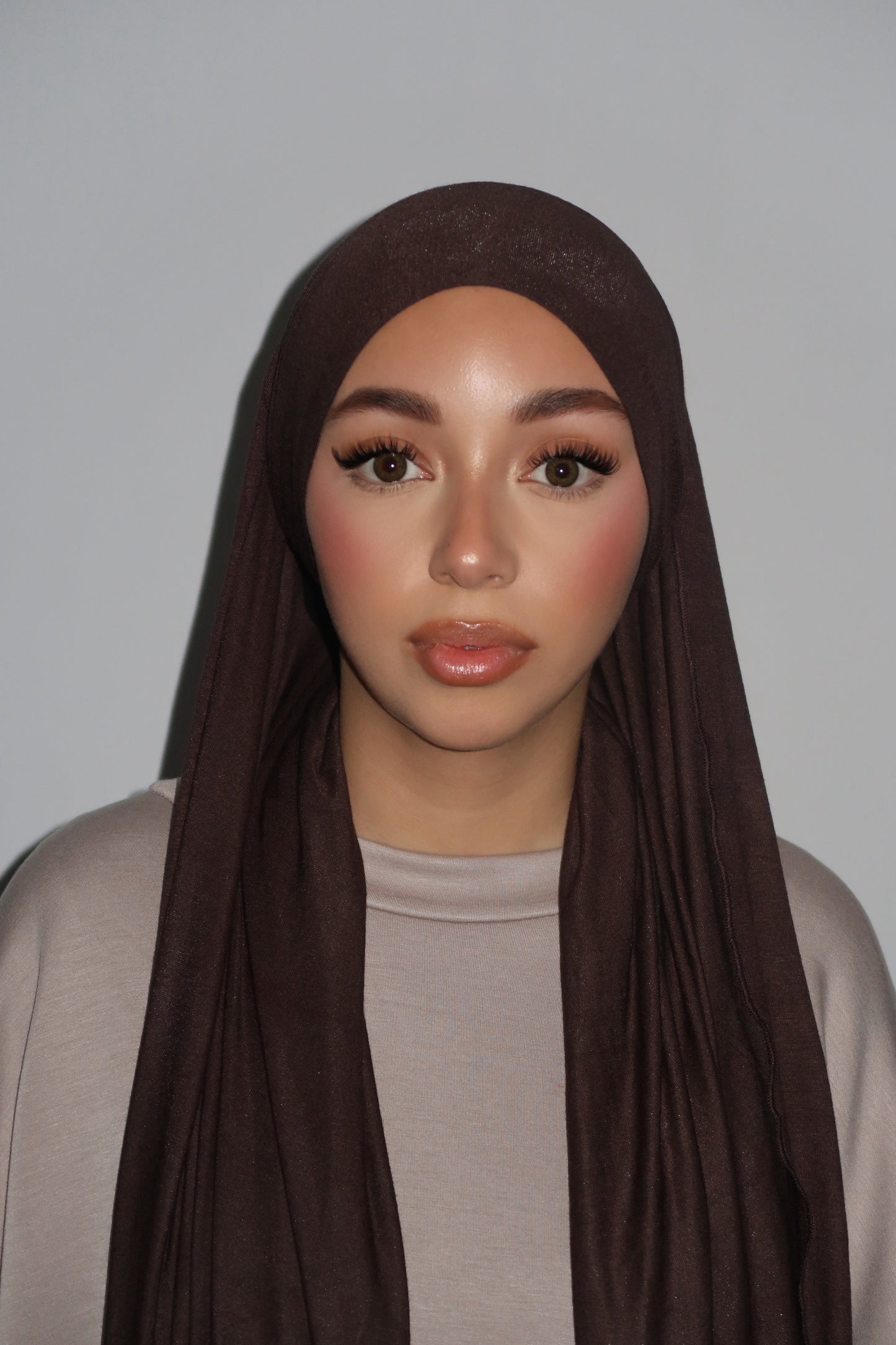 BROWN INTEGRATED UNDERSCARF JERSEY HIJAB