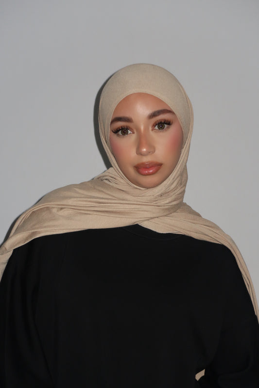 HIJAB JERSEY BONNET INTEGRÉ BEIGE 